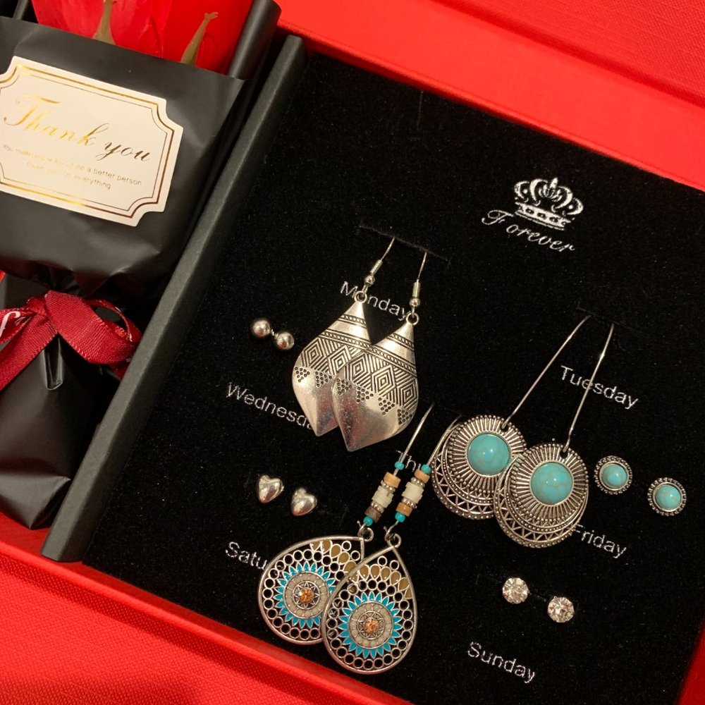 7 Days of the Week Earrings Set Weekly Jewelry Gift